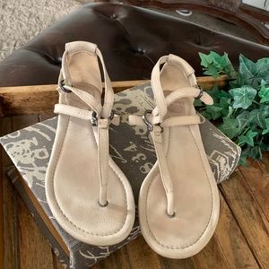 Frye wrap around ankle sandals, 71/2 tan.